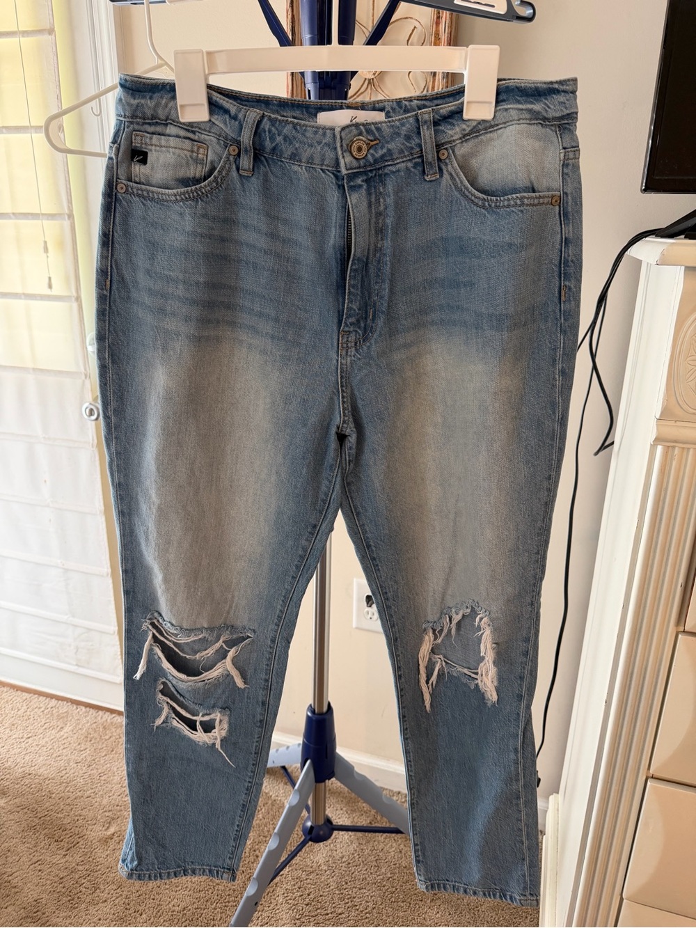KanCan Light Blue Distressed Straight Leg Jeans